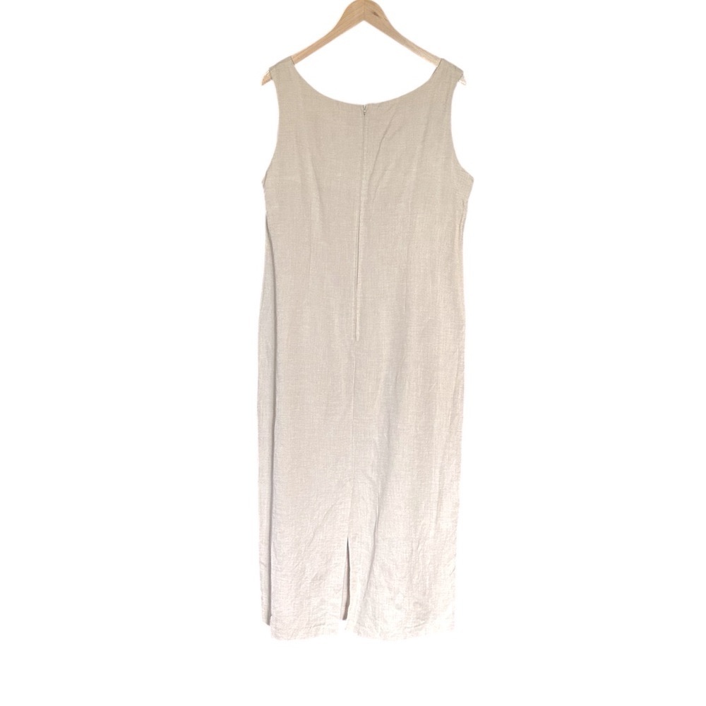 R & K Original Vintage Beige Linen Rayon Maxi Dress | Size 16 P - Picture 4 of 6